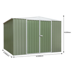 Galvanized Steel Storage Shed with Apex Style Roof 300 x 300 x 220cm - Green DG116