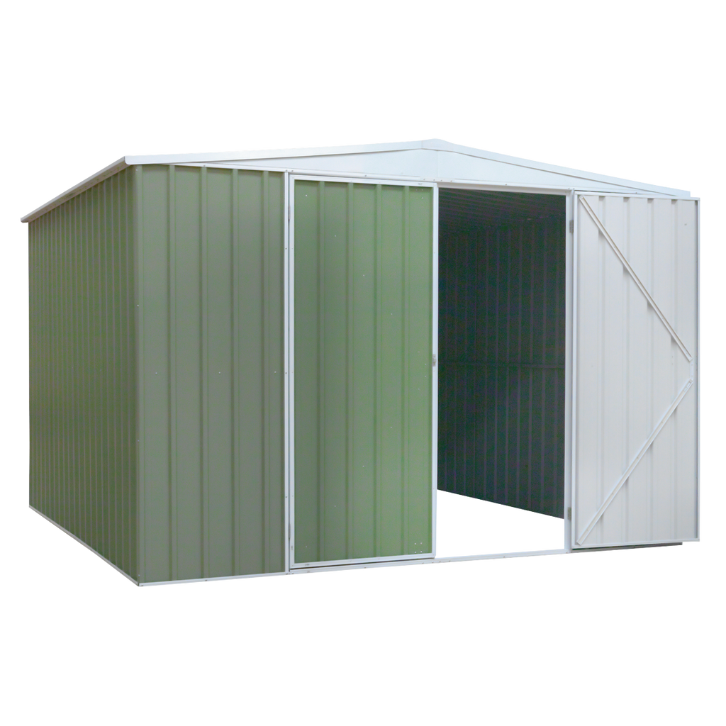 Galvanized Steel Storage Shed with Apex Style Roof 300 x 300 x 220cm - Green DG116