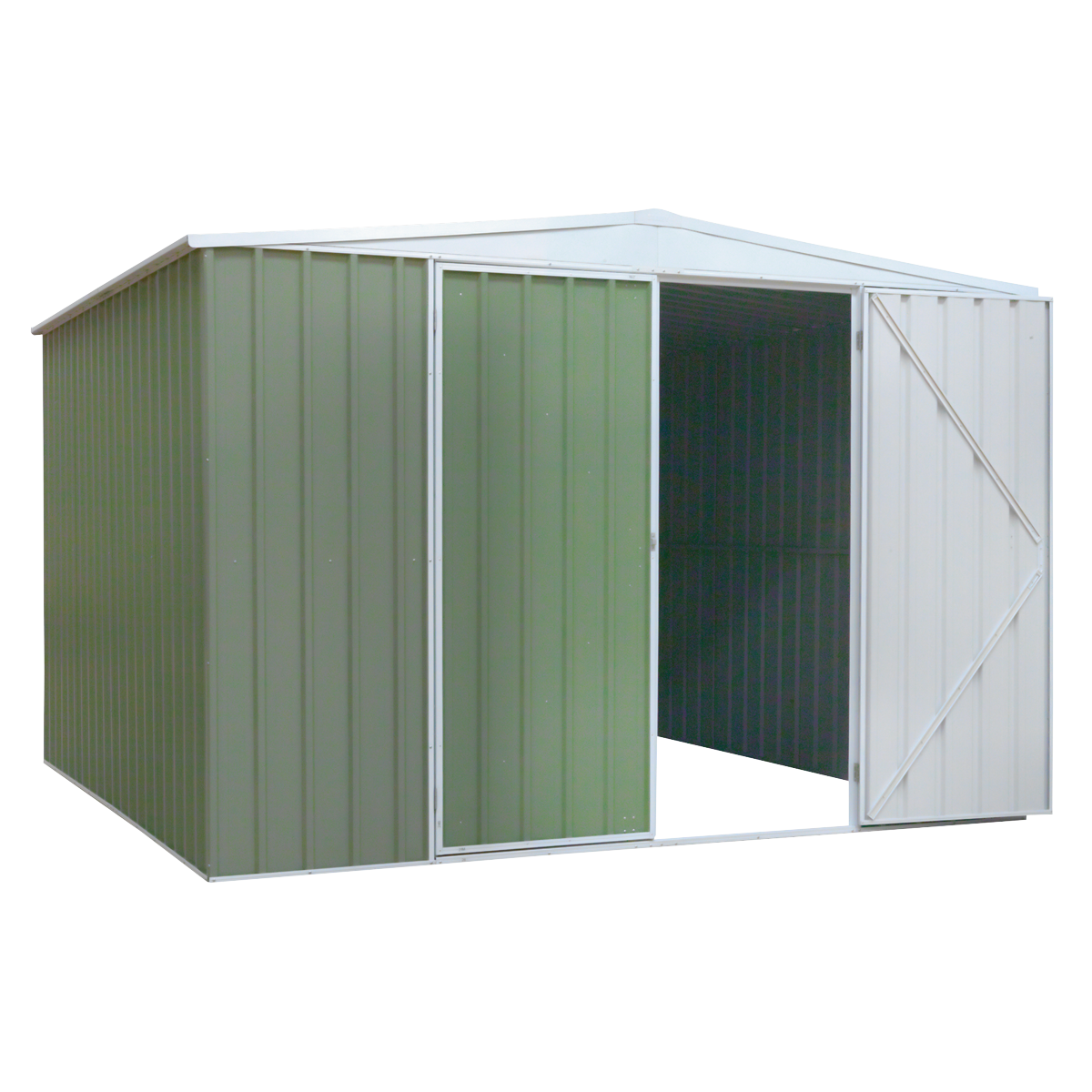 Galvanized Steel Storage Shed with Apex Style Roof 300 x 300 x 220cm - Green DG116