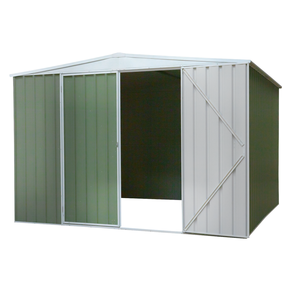 Galvanized Steel Storage Shed with Apex Style Roof 300 x 300 x 220cm - Green DG116