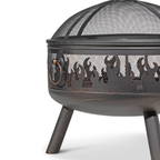Dellonda Deluxe Outdoor Fire Pit with Cooking Grill & Poker 61cm DG117
