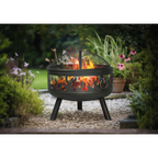 Dellonda Deluxe Outdoor Fire Pit with Cooking Grill & Poker 61cm DG117