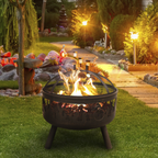 Dellonda Deluxe Outdoor Fire Pit with Cooking Grill & Poker 61cm DG117