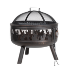 Dellonda Deluxe Outdoor Fire Pit with Cooking Grill & Poker 61cm DG117