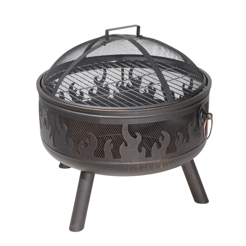 Dellonda Deluxe Outdoor Fire Pit with Cooking Grill & Poker 61cm DG117