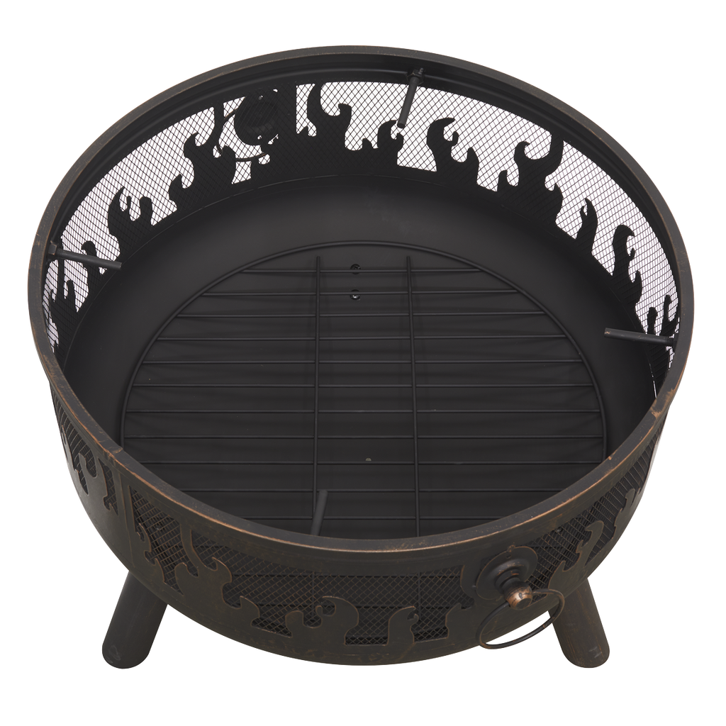 Dellonda Deluxe Outdoor Fire Pit with Cooking Grill & Poker 61cm DG117