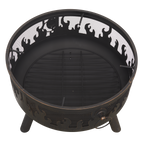 Dellonda Deluxe Outdoor Fire Pit with Cooking Grill & Poker 61cm DG117