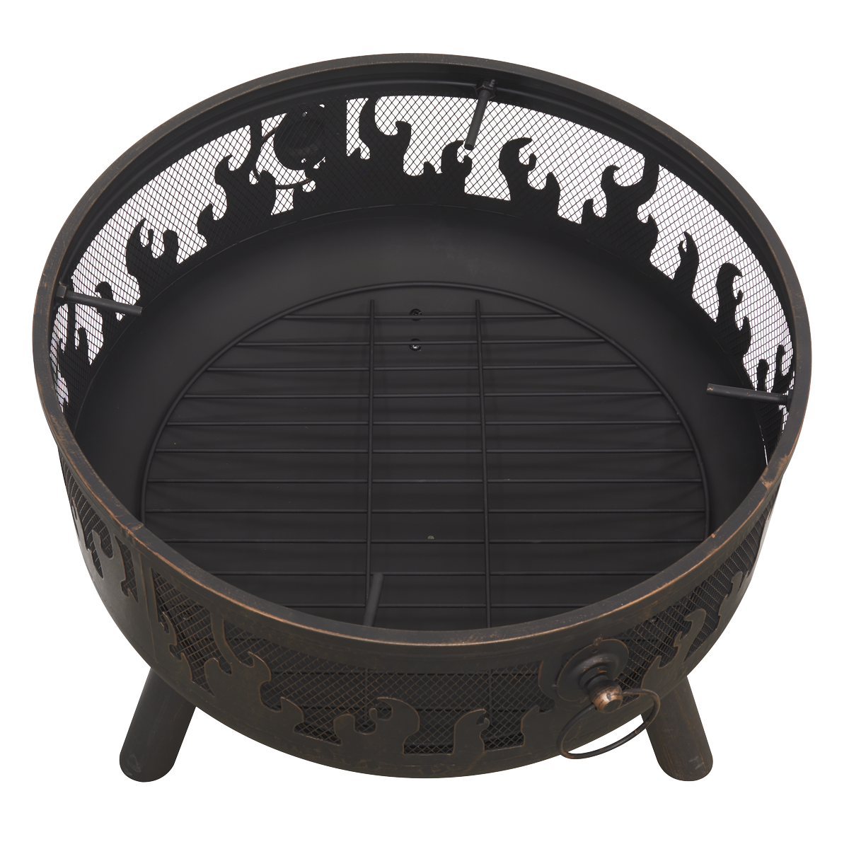 Dellonda Deluxe Outdoor Fire Pit with Cooking Grill & Poker 61cm DG117