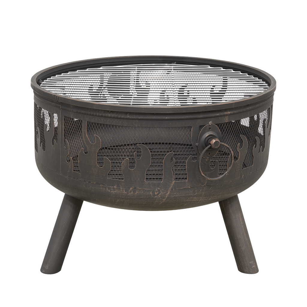 Dellonda Deluxe Outdoor Fire Pit with Cooking Grill & Poker 61cm DG117