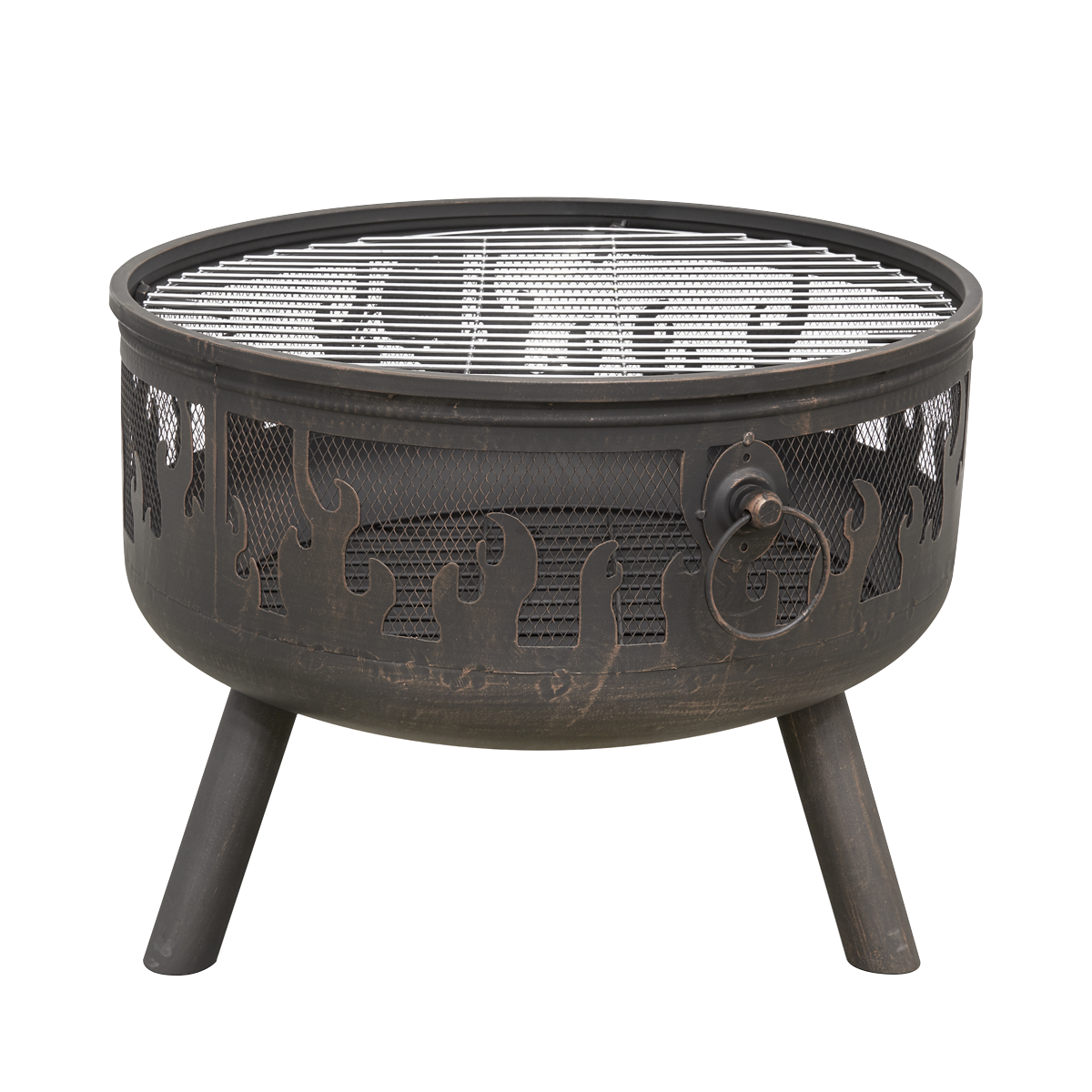 Dellonda Deluxe Outdoor Fire Pit with Cooking Grill & Poker 61cm DG117