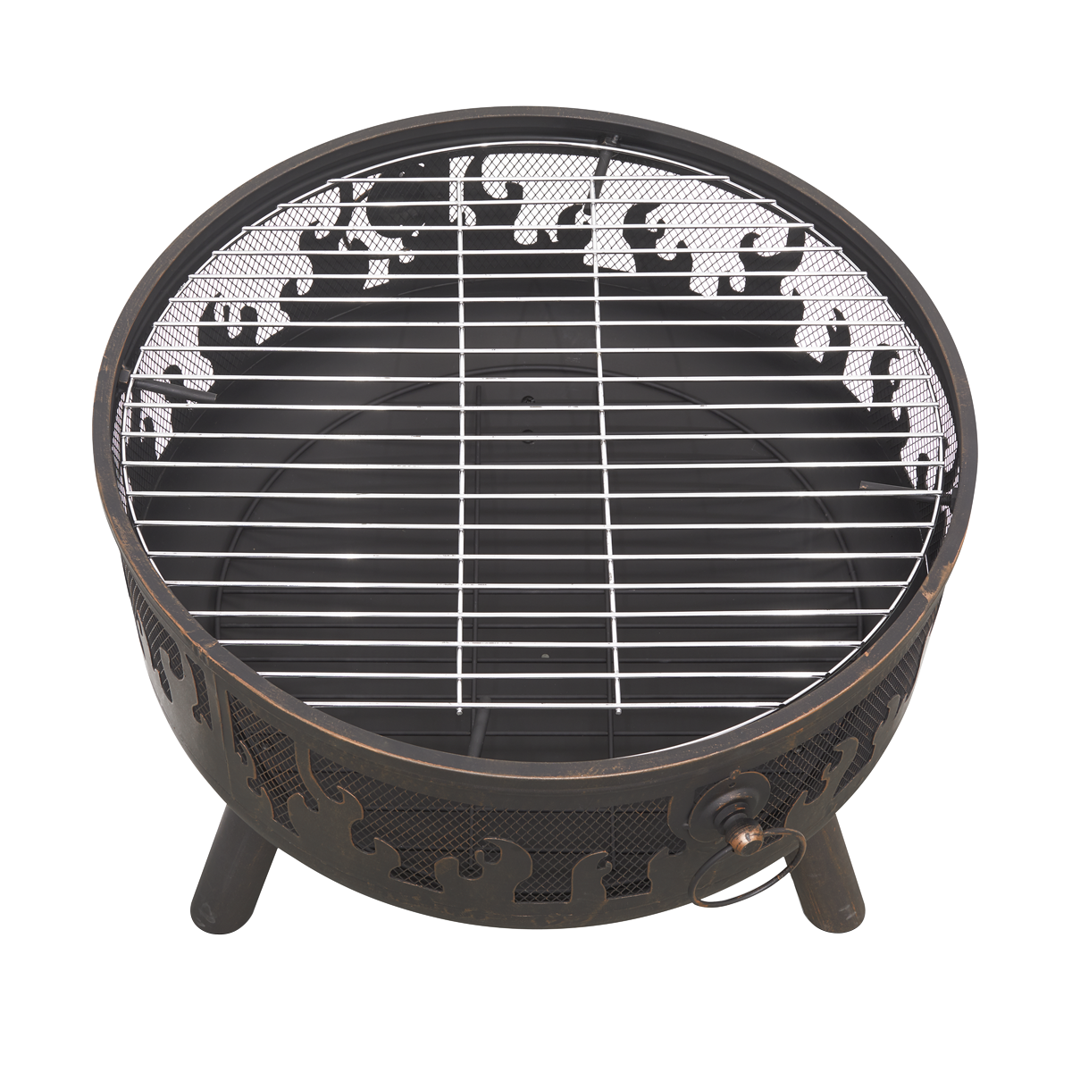 Dellonda Deluxe Outdoor Fire Pit with Cooking Grill & Poker 61cm DG117