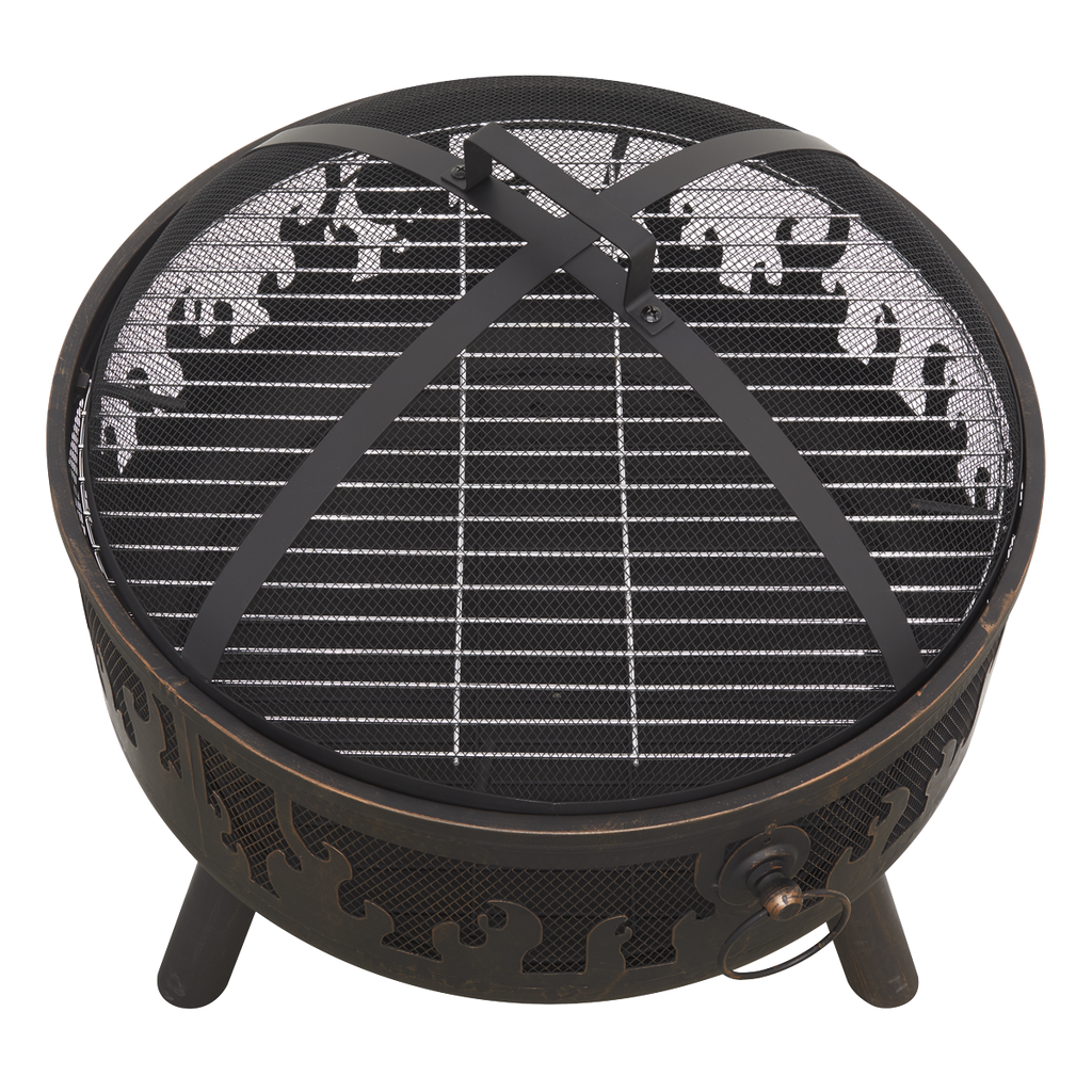 Dellonda Deluxe Outdoor Fire Pit with Cooking Grill & Poker 61cm DG117