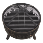 Dellonda Deluxe Outdoor Fire Pit with Cooking Grill & Poker 61cm DG117