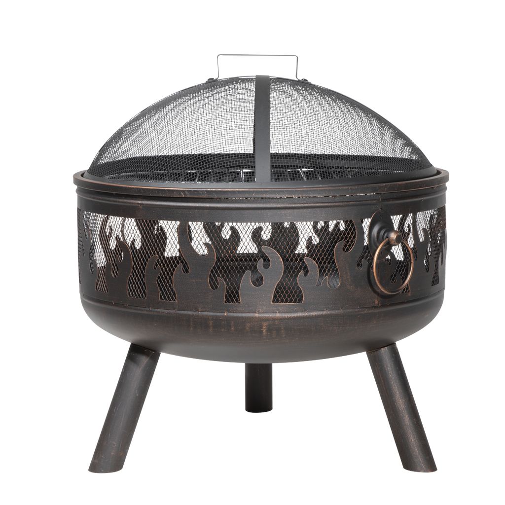 Dellonda Deluxe Outdoor Fire Pit with Cooking Grill & Poker 61cm DG117