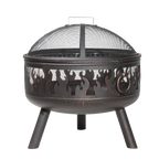 Dellonda Deluxe Outdoor Fire Pit with Cooking Grill & Poker 61cm DG117
