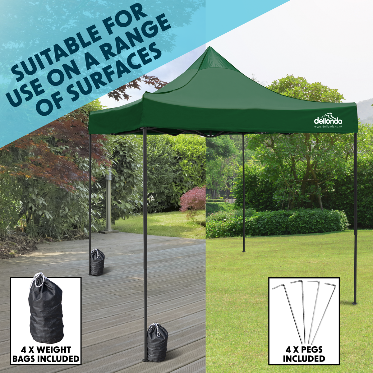 Premium 2 x 2m Pop-Up Gazebo Water-Resistant Carry Bag Stakes Weight Bags DG128