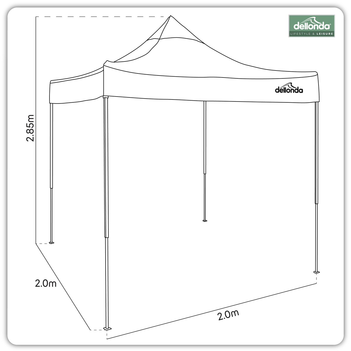 Dellonda Premium 2 x 2m Pop-Up Gazebo Water-Resistant Carry Bag Stakes Weight Bags DG129