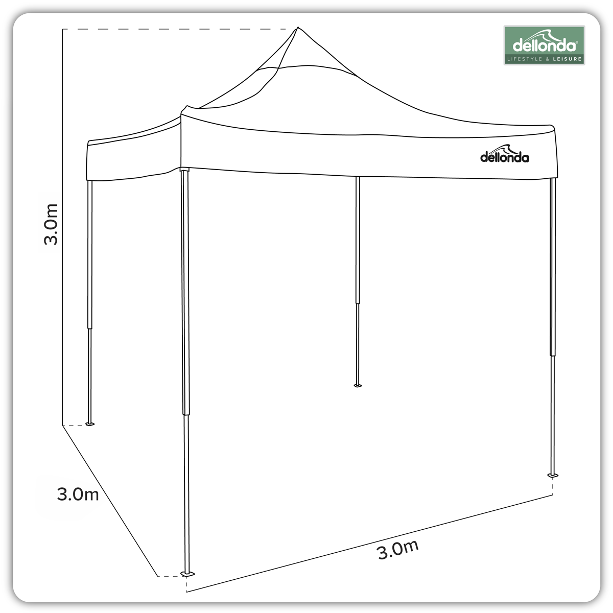 Dellonda Premium 3 x 3m Pop-Up Gazebo - Beige DG130
