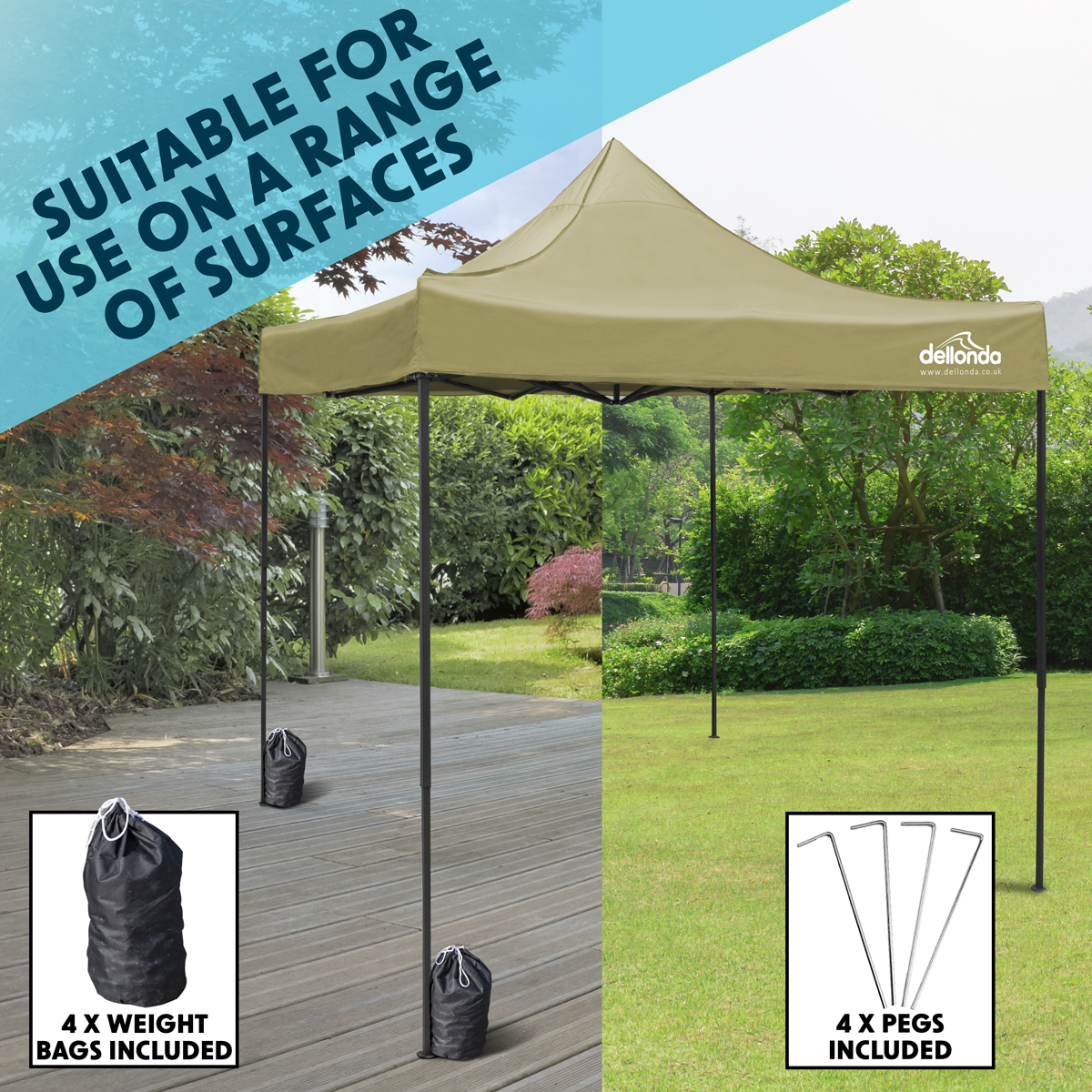 Dellonda Premium 3 x 3m Pop-Up Gazebo - Beige DG130