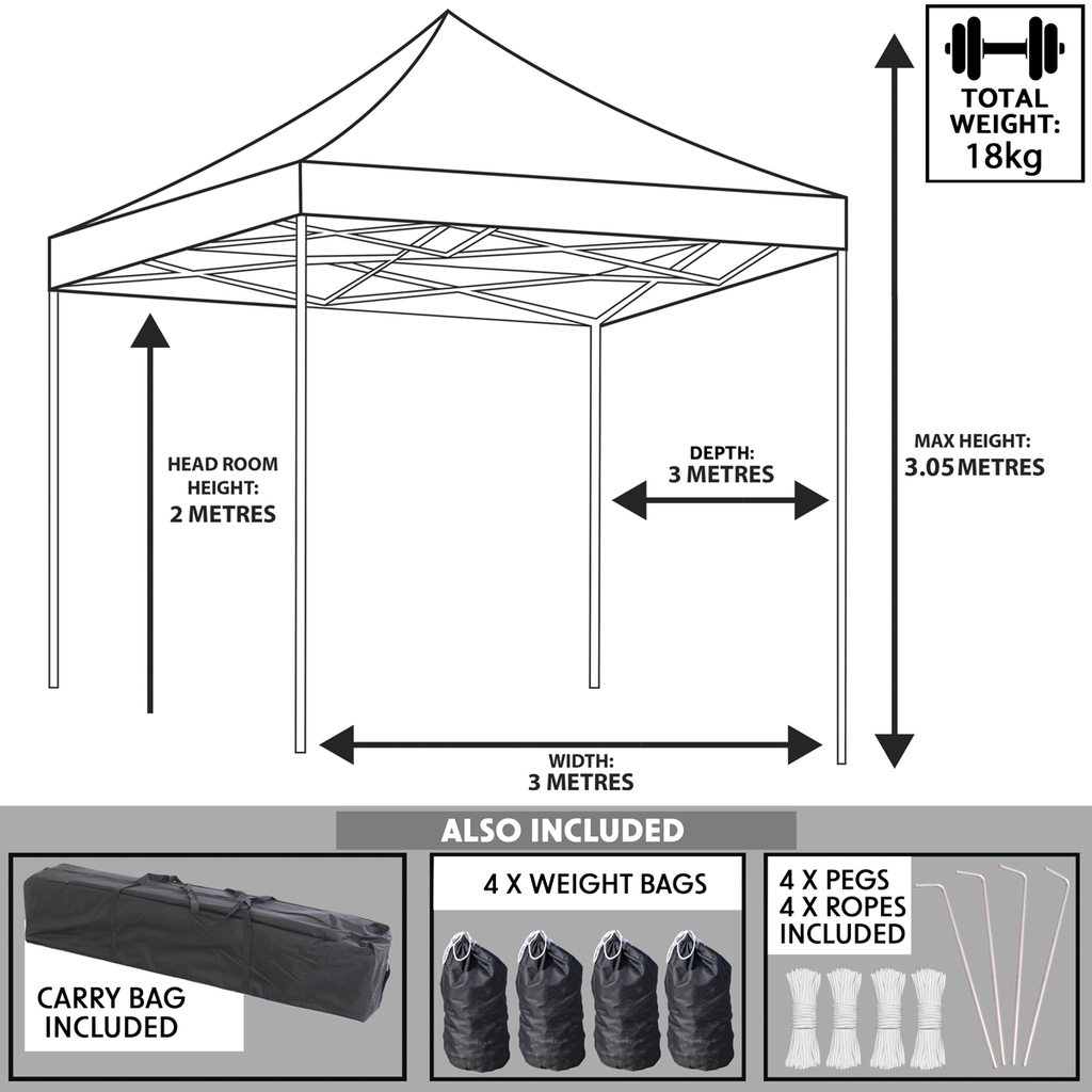 Dellonda Premium 3 x 3m Pop-Up Gazebo - Beige DG130