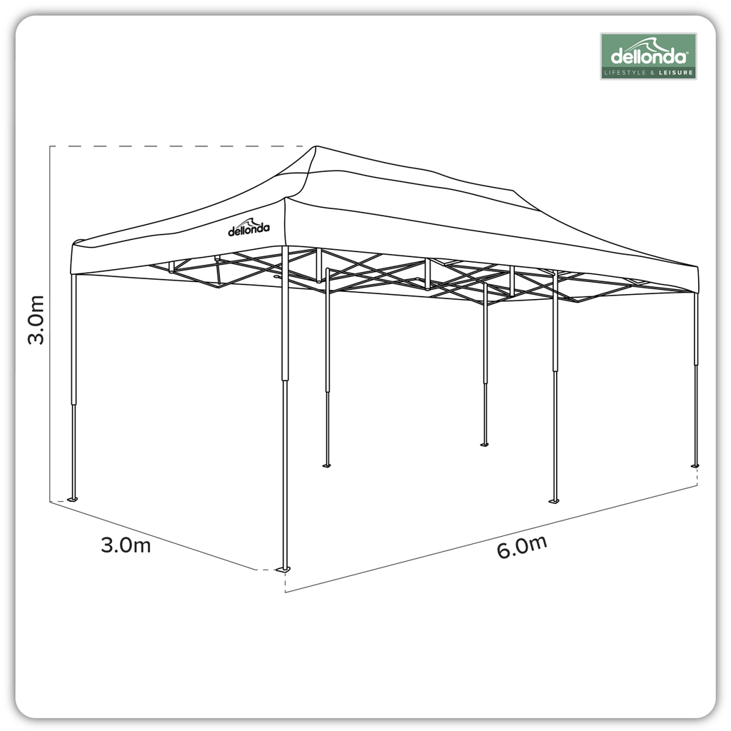Dellonda Premium 3x6m Pop-Up Gazebo Water-Resistant Carry Bag Stakes Weight Bags DG139