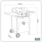 2 Burner Gas BBQ Grill with Piezo Ignition & Thermometer DG13