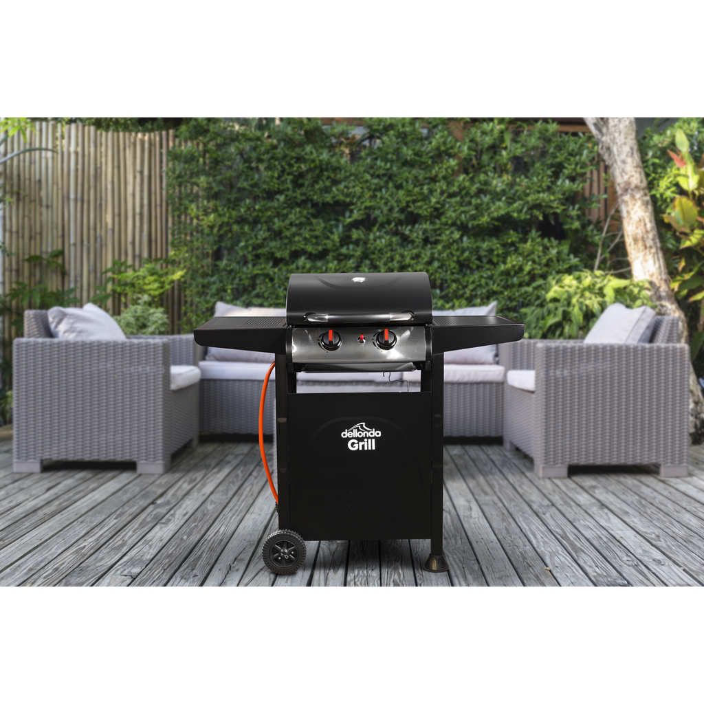 2 Burner Gas BBQ Grill with Piezo Ignition & Thermometer DG13