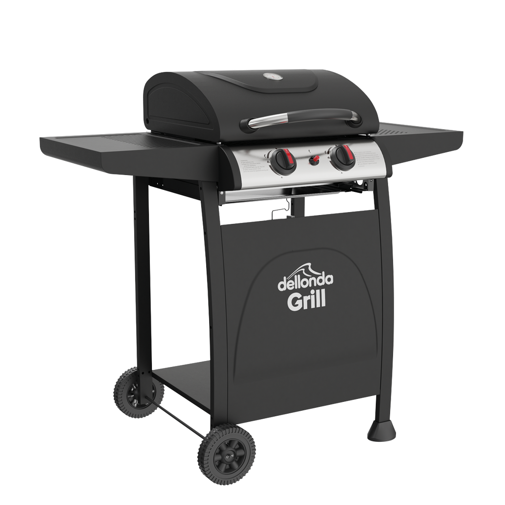 2 Burner Gas BBQ Grill with Piezo Ignition & Thermometer DG13