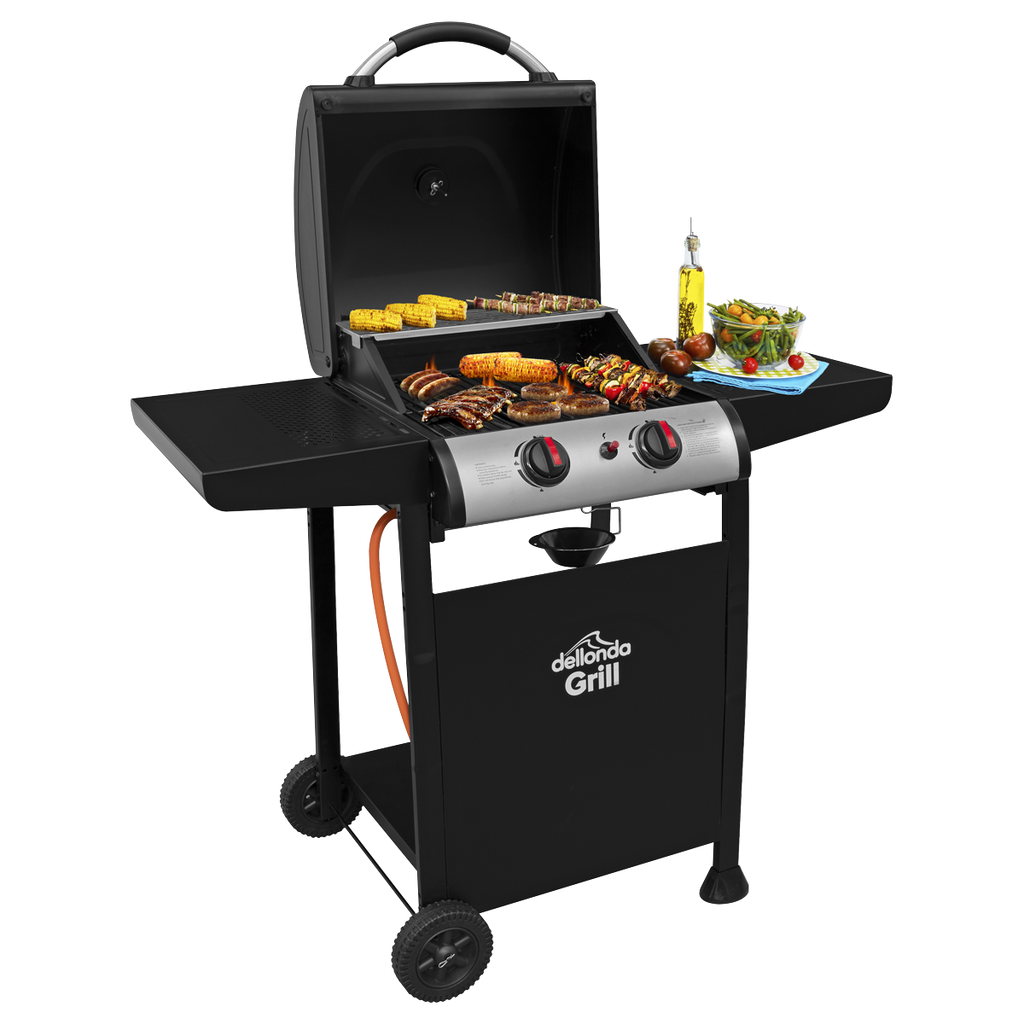 2 Burner Gas BBQ Grill with Piezo Ignition & Thermometer DG13