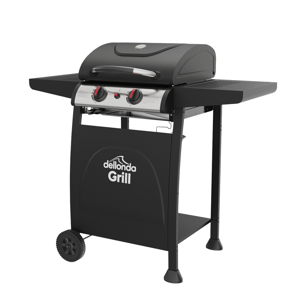 2 Burner Gas BBQ Grill with Piezo Ignition & Thermometer DG13
