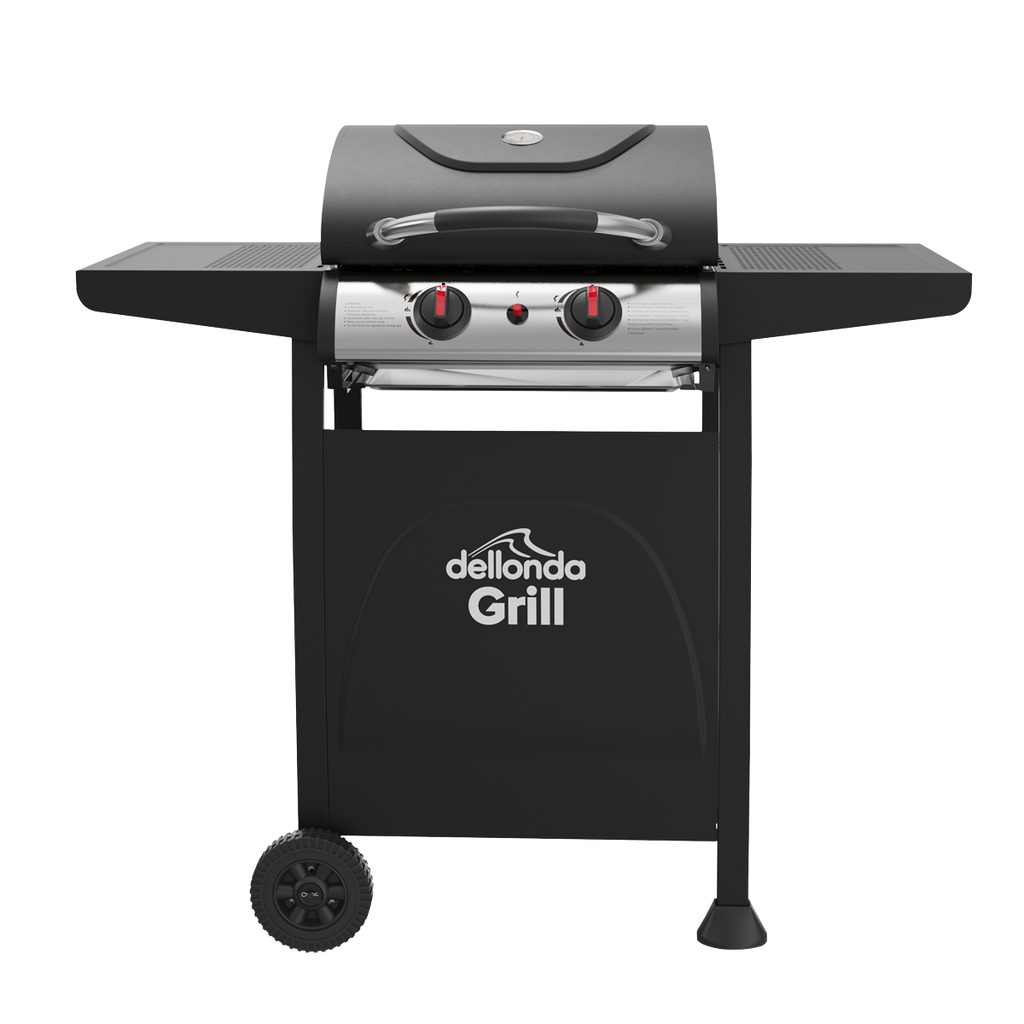 2 Burner Gas BBQ Grill with Piezo Ignition & Thermometer DG13