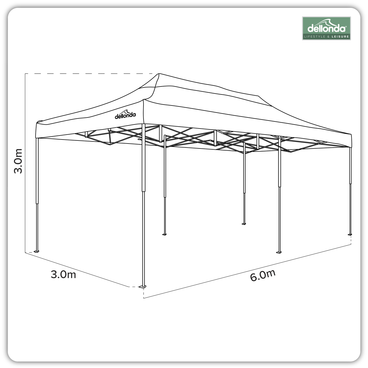 Dellonda Premium 3x6m Pop-Up Gazebo Water-Resistant Carry Bag Stakes Weight Bags DG141