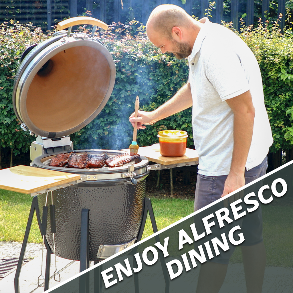 Deluxe 22"(56cm) Ceramic Kamado Style BBQ with Wheeled Stand DG159