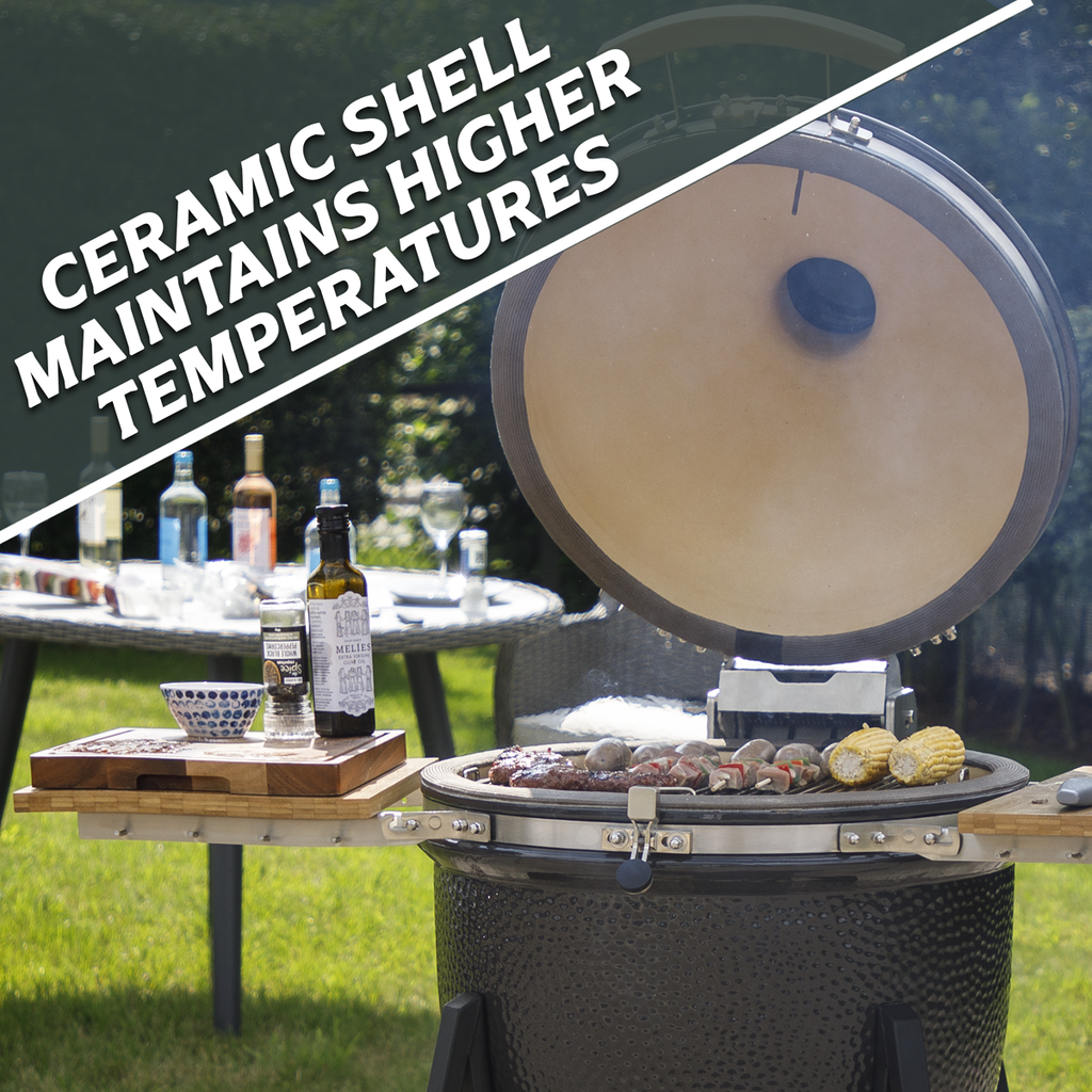 Deluxe 22"(56cm) Ceramic Kamado Style BBQ with Wheeled Stand DG159