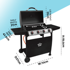 4 Burner Gas BBQ Grill with Piezo Ignition & Thermometer DG15