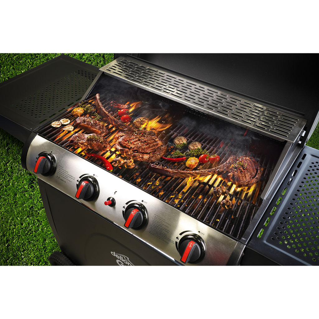 4 Burner Gas BBQ Grill with Piezo Ignition & Thermometer DG15