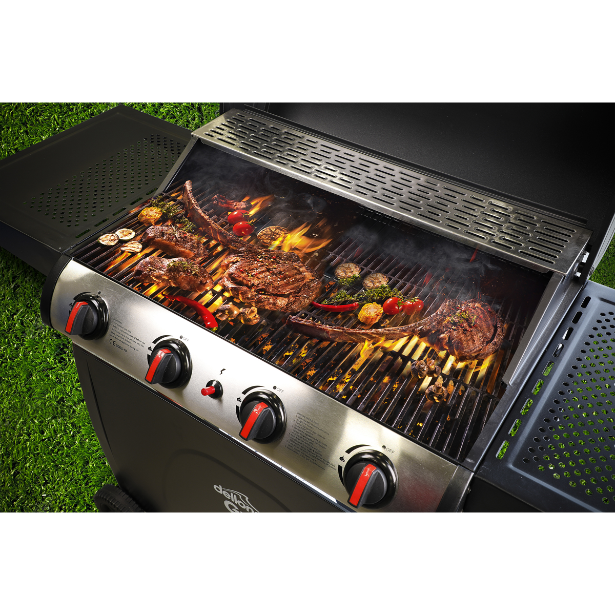 4 Burner Gas BBQ Grill with Piezo Ignition & Thermometer DG15