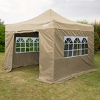Dellonda Premium 2x2m Pop-Up Gazebo & Side Walls with Carry Bag, Stakes & Weight Bags - Beige DG160