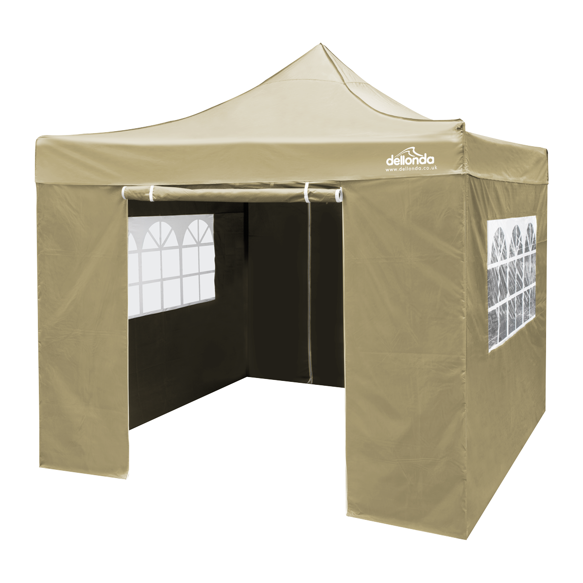 Dellonda Premium 2x2m Pop-Up Gazebo & Side Walls with Carry Bag, Stakes & Weight Bags - Beige DG160