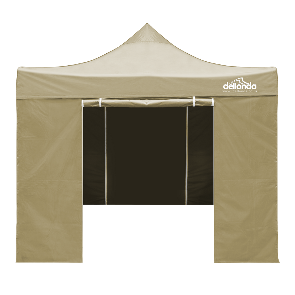 Dellonda Premium 2x2m Pop-Up Gazebo & Side Walls with Carry Bag, Stakes & Weight Bags - Beige DG160