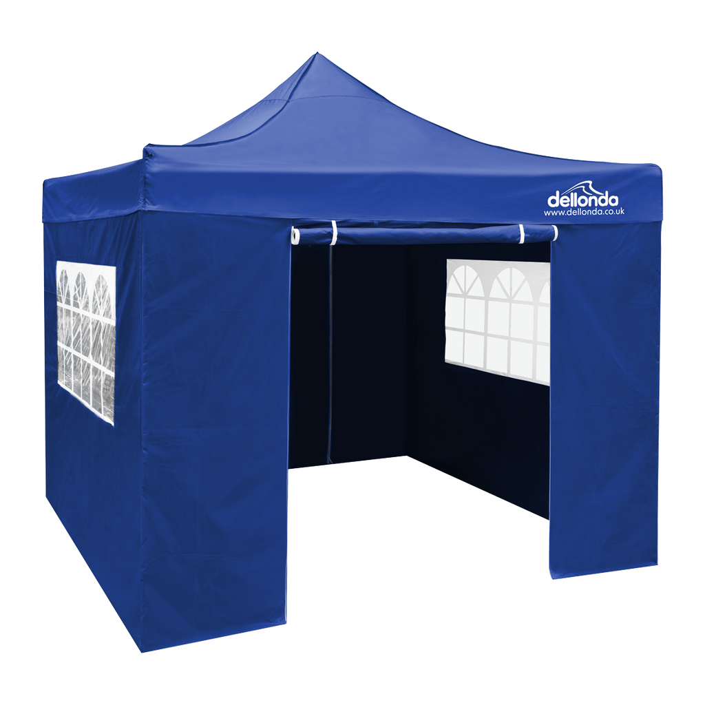 Dellonda Premium 2x2m Pop-Up Gazebo & Side Walls with Carry Bag, Stakes & Weight Bags - Blue DG161