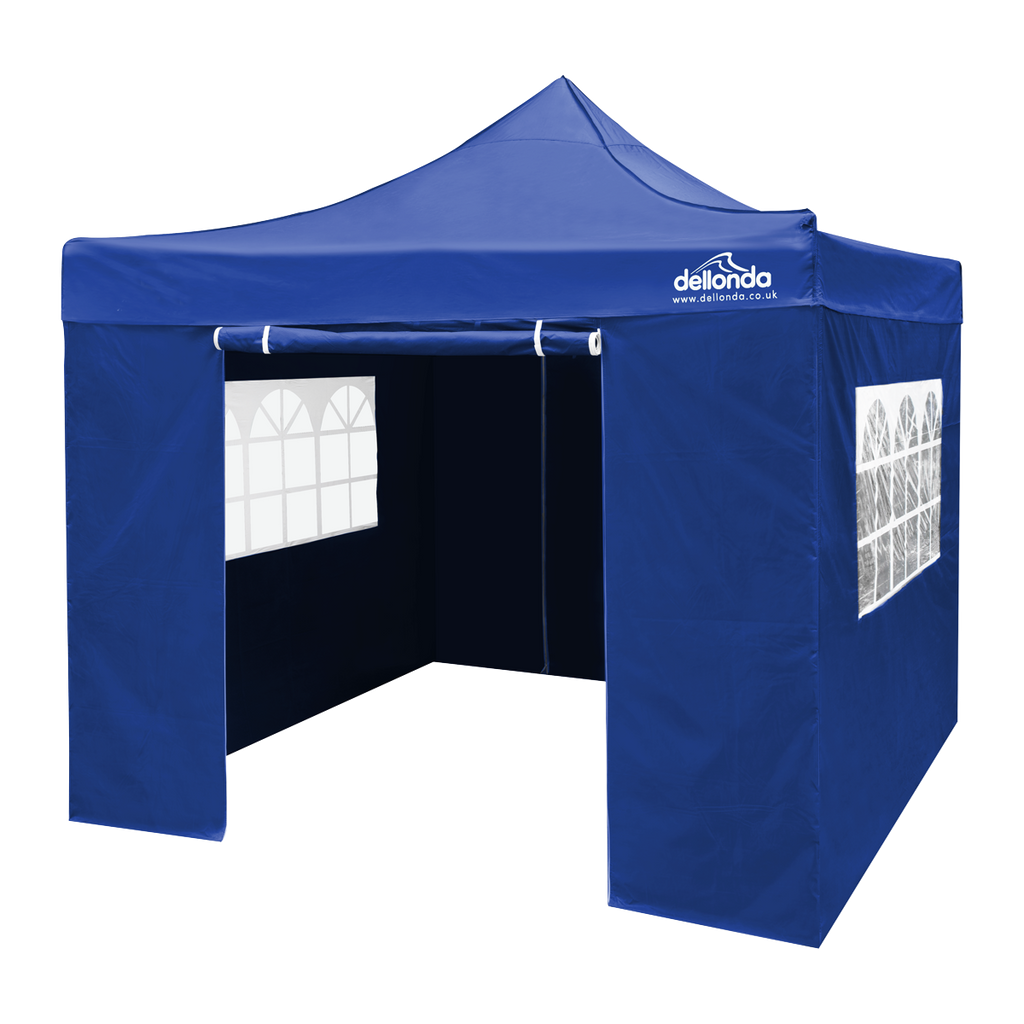 Dellonda Premium 2x2m Pop-Up Gazebo & Side Walls with Carry Bag, Stakes & Weight Bags - Blue DG161