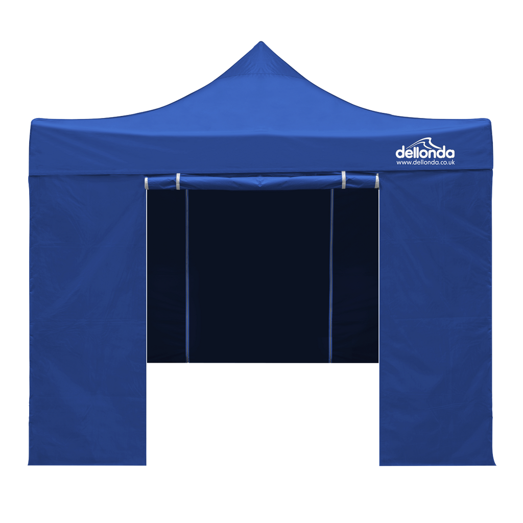 Dellonda Premium 2x2m Pop-Up Gazebo & Side Walls with Carry Bag, Stakes & Weight Bags - Blue DG161