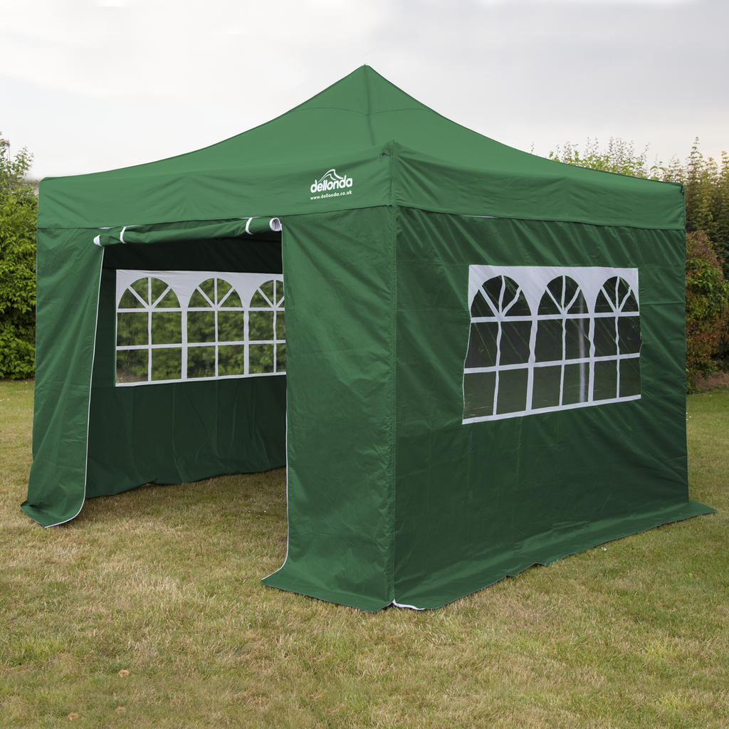 Dellonda Premium 2x2m Pop-Up Gazebo & Side Walls, Water-Resistant with Carry Bag, Stakes & Weight Bags - Green DG162