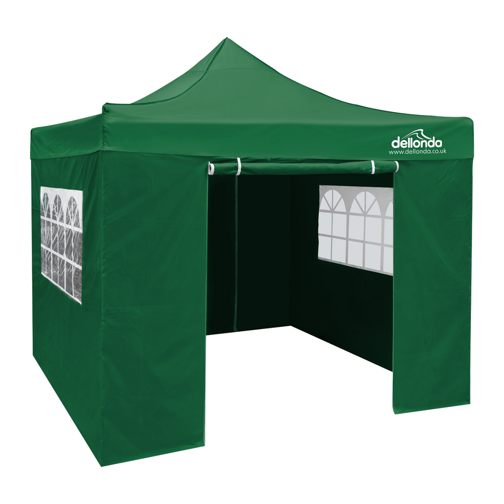 Dellonda Premium 2x2m Pop-Up Gazebo & Side Walls, Water-Resistant with Carry Bag, Stakes & Weight Bags - Green DG162