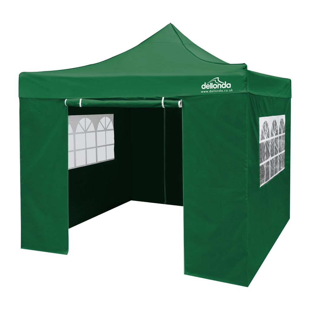 Dellonda Premium 2x2m Pop-Up Gazebo & Side Walls, Water-Resistant with Carry Bag, Stakes & Weight Bags - Green DG162