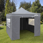 Dellonda Premium 2x2m Pop-Up Gazebo & Side Walls, Water-Resistant with Carry Bag, Stakes & Weight Bags - Grey DG163