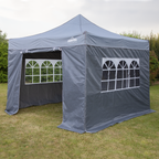 Dellonda Premium 2x2m Pop-Up Gazebo & Side Walls, Water-Resistant with Carry Bag, Stakes & Weight Bags - Grey DG163