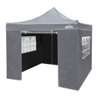 Dellonda Premium 2x2m Pop-Up Gazebo & Side Walls, Water-Resistant with Carry Bag, Stakes & Weight Bags - Grey DG163