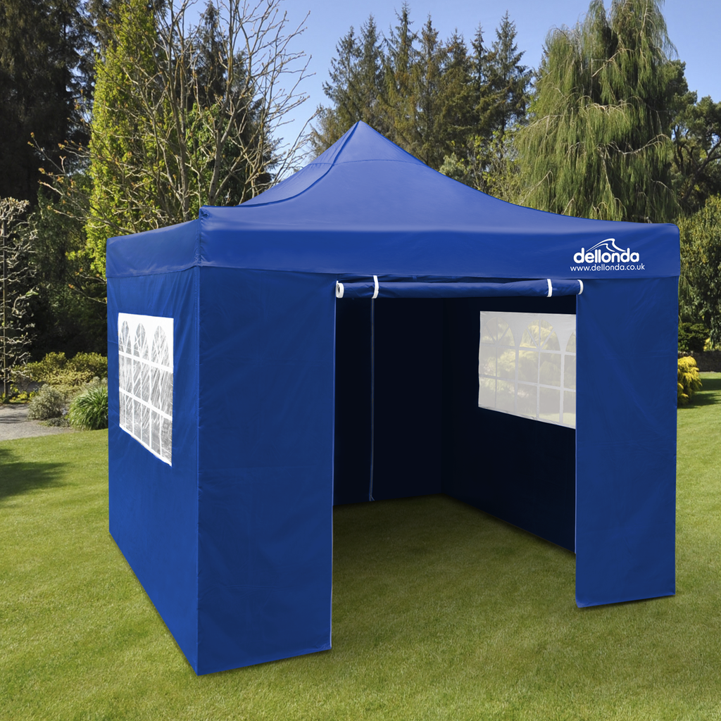 Dellonda Premium 3x3m Pop-Up Gazebo & Side Walls with Carry Bag, Stakes & Weight Bags - Blue DG165